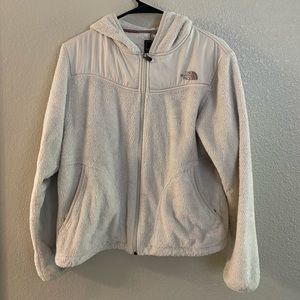 White fluffy North Face jacket